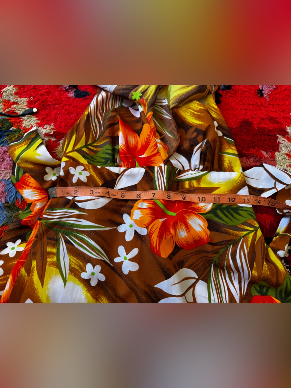 70s Vintage Hawaiian Brown Floral Halter Dress Sz M - Picture 5 of 8